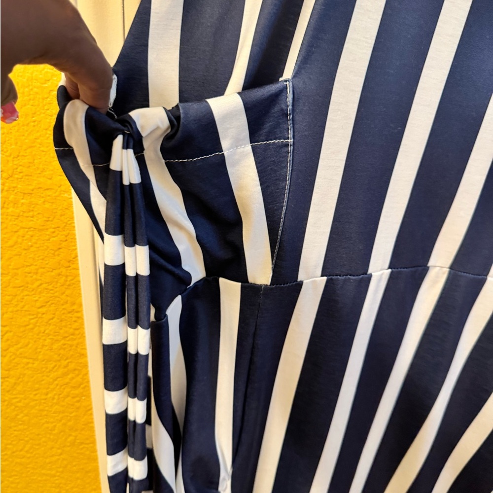 Navy and White Striped Maxi Dress - Picture 6 of 7